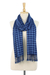 Tie-dyed rayon and cotton blend scarf, 'Blue Chess' - Square Motif Tie-Dyed Rayon and Cotton Blend Scarf in Blue