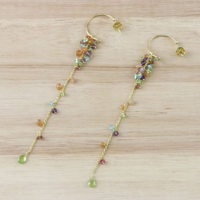 Gold Plated Multi Gemstone Cer Dangle Earrings Colorful Trees