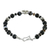 Agate beaded bracelet, 'Shadow Bloom' - Black Agate and Thai Hill Tribe Silver Floral Charm Bracelet (image 2e) thumbail