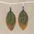 Amethyst and leather dangle earrings, 'Happy Leaves' - Amethyst and Leather Leaf Dangle Earrings from Thailand thumbail
