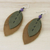 Amethyst and leather dangle earrings, 'Happy Leaves' - Amethyst and Leather Leaf Dangle Earrings from Thailand (image 2b) thumbail
