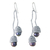 Cultured pearl dangle earrings, 'Silver and Black Passion' - Thai Cultured Pearl Dangle Earrings in Silver and Black