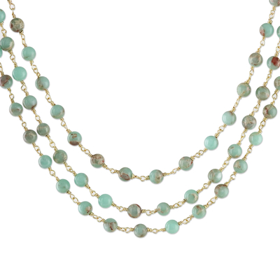 Jaspis-Halskette, „Andamanisches Meer“. - In Thailand hergestellte Jasper-Link-Halskette
