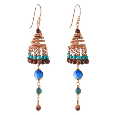 Multi-gemstone chandelier earrings, 'Marvelous Rain' - Multi-Gemstone Chandelier Earrings Crafted in Thailand