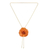 Vergoldete Lariat-Halskette mit natürlichen Blumen - Dunkelorangefarbene, natürliche, rosévergoldete Lariat-Halskette