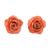 Natural flower button earrings, 'Petite Rose in Red-Orange' - Resin Dipped Red-Orange Real Miniature Rose Button Earrings