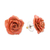 Natural flower button earrings, 'Petite Rose in Red-Orange' - Resin Dipped Red-Orange Real Miniature Rose Button Earrings