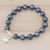 Cultured pearl and garnet beaded bracelet, 'Dark Starfish Love' - Black Cultured Pearl and Garnet Hill Tribe Starfish Bracelet thumbail
