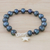 Cultured pearl and garnet beaded bracelet, 'Dark Starfish Love' - Black Cultured Pearl and Garnet Hill Tribe Starfish Bracelet (image 2c) thumbail