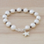 Cultured pearl and garnet beaded bracelet, 'White Starfish Love' - Cultured Pearl Garnet Hill Tribe Silver Starfish Bracelet