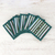 Cotton blend coasters, 'Lively Lahu in Emerald' (set of 6) - Striped Green Blue Brown Cotton Blend Coasters (Set of 6) (image 2b) thumbail