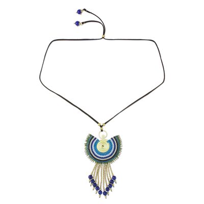 Quartz pendant necklace, 'Moonlit Forest in Blue' - Quartz Pendant Necklace in Blue from Thailand