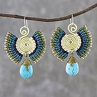 Brass and calcite dangle earrings,