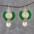 Brass and calcite dangle earrings, 'Moonlit Forest in Green' - Brass and Calcite Dangle Earrings in Green from Thailand thumbail