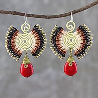 Brass and calcite dangle earrings,