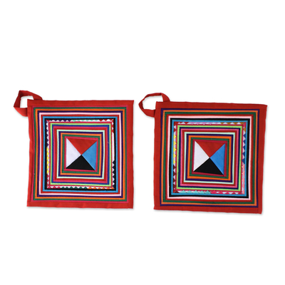 Pair of Handmade Cotton Blend Trivets from Thailand