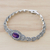 Amethyst link bracelet, 'Leaves of Violet' - Amethyst and Sterling Silver Link Bracelet from Thailand (image 2b) thumbail