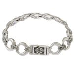 Sterling silver link bracelet, 'Blessed Moon' - Marcasite and Sterling Silver Link Bracelet from Thailand