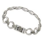 Sterling silver link bracelet, 'Blessed Moon' - Marcasite and Sterling Silver Link Bracelet from Thailand