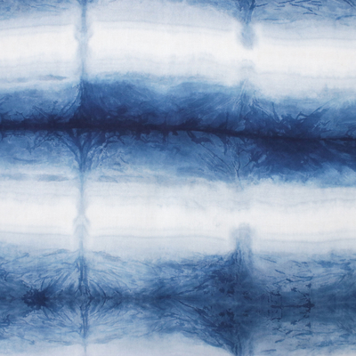 Tie-dyed rayon sarong, 'Cool Waves' - Unisex Handmade Rayon Tie Dye Sarong in Navy Blue
