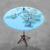 Cotton and bamboo parasol, 'Play With Friends' - Crane-Themed Cotton and Bamboo Parasol in Cerulean