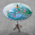 Cotton and bamboo parasol, 'Heavenly Peacocks' - Peacock-Themed Cotton and Bamboo Parasol in Buff