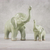 Celadon ceramic statuettes, 'Maternal Elephant' (pair) - Set of 2 Ceramic Statuettes of Mother and Calf Elephant thumbail