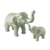Celadon ceramic statuettes, 'Maternal Elephant' (pair) - Set of 2 Ceramic Statuettes of Mother and Calf Elephant (image 2a) thumbail