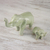 Celadon ceramic statuettes, 'Maternal Elephant' (pair) - Set of 2 Ceramic Statuettes of Mother and Calf Elephant (image 2c) thumbail
