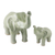Celadon ceramic statuettes, 'Maternal Elephant' (pair) - Set of 2 Ceramic Statuettes of Mother and Calf Elephant (image 2d) thumbail