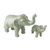 Celadon ceramic statuettes, 'Maternal Elephant' (pair) - Set of 2 Ceramic Statuettes of Mother and Calf Elephant (image 2e) thumbail
