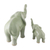 Celadon ceramic statuettes, 'Maternal Elephant' (pair) - Set of 2 Ceramic Statuettes of Mother and Calf Elephant (image 2f) thumbail