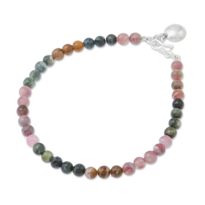 Tourmaline beaded bracelet, 'Rainbow Sweetness' - Colorful Tourmaline Beaded Bracelet from Thailand