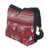Cotton shoulder bag, 'Glittering Red Flower' - Black and Red Cotton with Floral Pattern Shoulder Bag