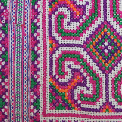 Bolso bandolera de algodón - Bolso de hombro Boho-Chic de algodón rosa y negro de Tailandia