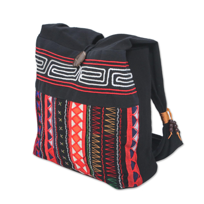 Cotton shoulder bag, 'Ideal Thai' - Thai Multicolored Cotton Shoulder Bag with Geometric Motif