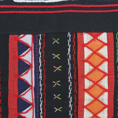 Umhängetasche aus Baumwolle - Mehrfarbige thailändische Umhängetasche aus Baumwolle mit geometrischem Motiv