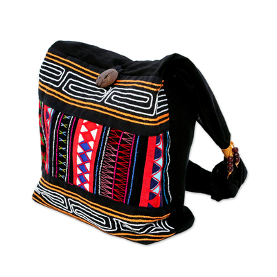 Cotton shoulder bag, 'Mesmerizing Thai' - Thai Multicolored Cotton Shoulder Bag with Geometric Motif