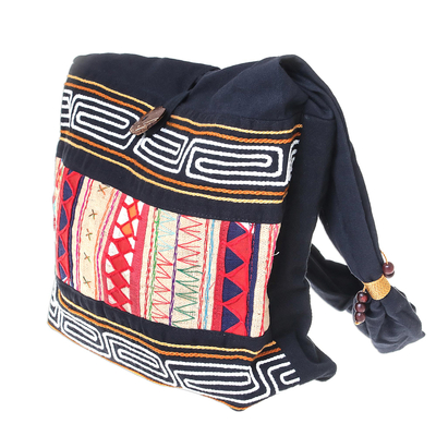 Cotton shoulder bag, 'Earth Love' - Hill Tribe-Style Cotton Shoulder Bag from Thailand
