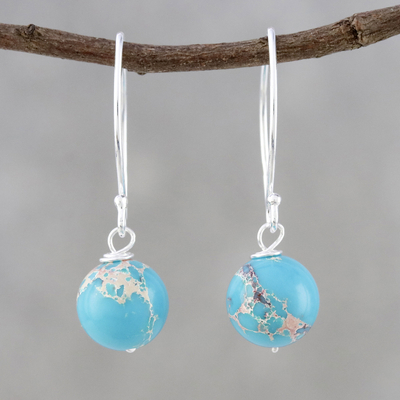 Magnesite dangle earrings, 'Fun Bubbles' - Round Magnesite Dangle Earrings from Thailand