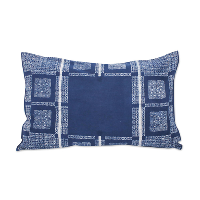 Batik cotton pillow sham, 'Indigo Comfort' - Indigo Blue Batik Thai Hand-Dyed Cotton Sham Cushion Cover
