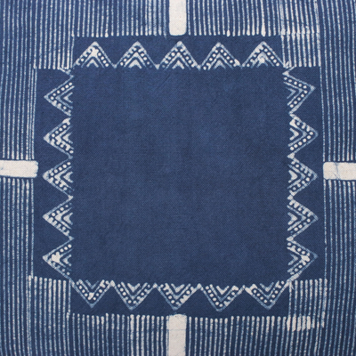 Batik cotton cushion covers, 'Energetic Stripes' (pair) - Batik Cotton Cushion Covers in Indigo from Thailand (Pair)