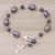 Cultured pearl link bracelet, 'Cross of the Ocean' - Cultured Pearl Cross Link Bracelet from Thailand