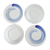 Platos de postre de cerámica, (juego de 4) - Juego de cuatro platos de cerámica azul y blanca hechos a mano artesanalmente