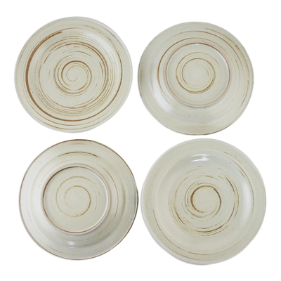 Keramik-Dessertteller, (4er-Set) - Set aus vier Desserttellern aus Keramik in Beige und Braun