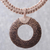 Wood and leather pendant necklace, 'Earth Ring in Ecru' - Handcrafted Coconut Wood and Leather Cord Pendant Necklace thumbail