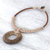 Wood and leather pendant necklace, 'Earth Ring in Ecru' - Handcrafted Coconut Wood and Leather Cord Pendant Necklace (image 2c) thumbail