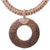 Wood and leather pendant necklace, 'Earth Ring in Ecru' - Handcrafted Coconut Wood and Leather Cord Pendant Necklace (image 2d) thumbail
