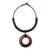 Wood and leather pendant necklace, 'Earth Ring in Dark Brown' - Handcrafted Coconut Wood and Leather Cord Pendant Necklace (image 2d) thumbail