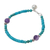 Amethyst and calcite beaded bracelet, 'Shades of Aqua' - Calcite Amethyst Sterling Silver Beaded Bracelet with Bell thumbail
